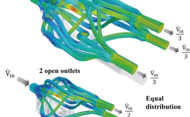 Uniform Gas Flow Distribution into Several Partial Flows under Consideration of Closable Outlets