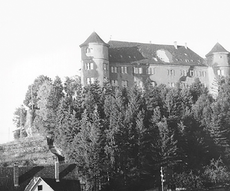 Diese Aufnahme vom Frühjahr 1946 zeigt das Schloss Hohenstein noch mit...