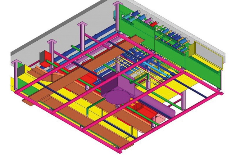 Modul der TGA-Decke. Eine Integrationsplanung der Gewerke wurde durchgeführt,...