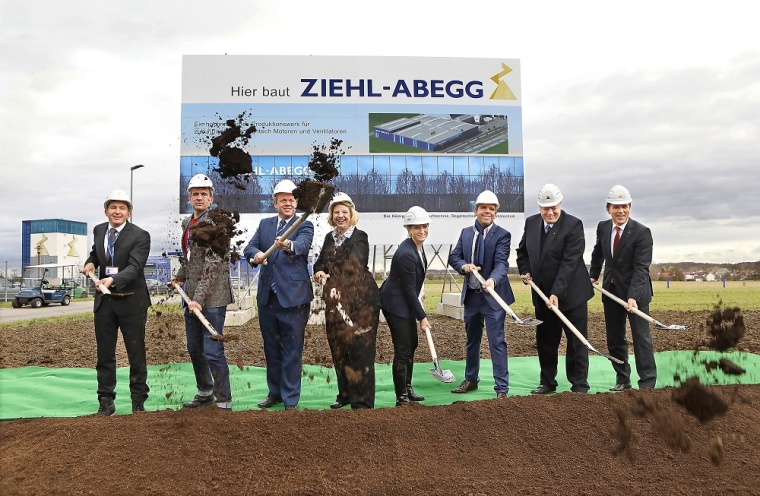 Abb.: Spatenstich für die neue Fabrik von Ziehl-Abegg im Gewerbepark Hohenlohe...